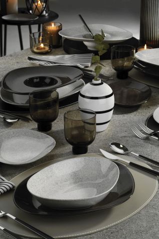 Kütahya Porselen Galaxy Mat 35 Cm Düz Tabak Mix Granül Antrasit - Kütahya Porselen