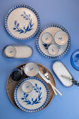 Kütahya Porselen 14 Parça 6 Kişilik Kahvaltı Takımı Ottoman Elegance Mavi 